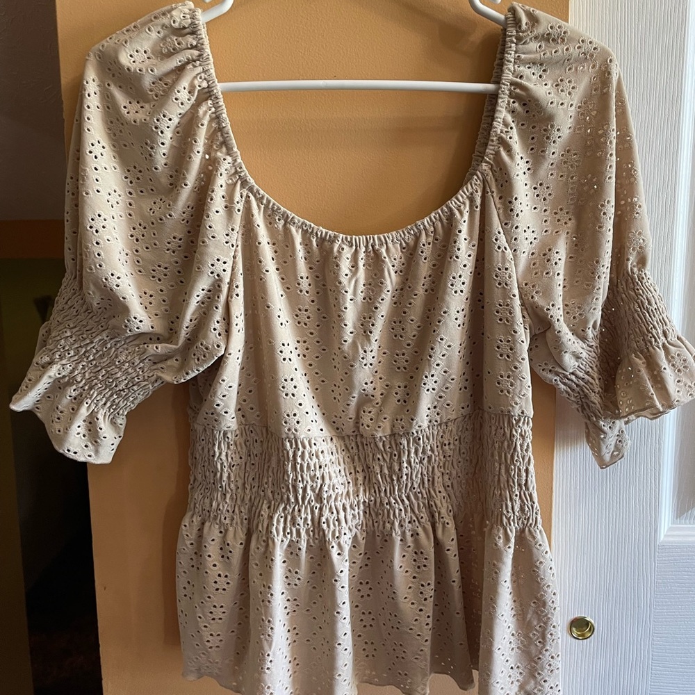 Tan floral pattern top